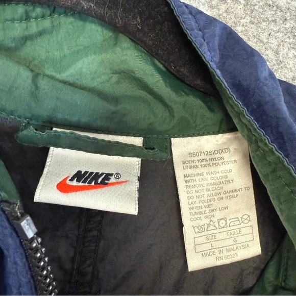 Vintage Nike Men's Windbreaker Jacket Blue Black Retro 90s Track Coat Size L - Picture 9 of 11